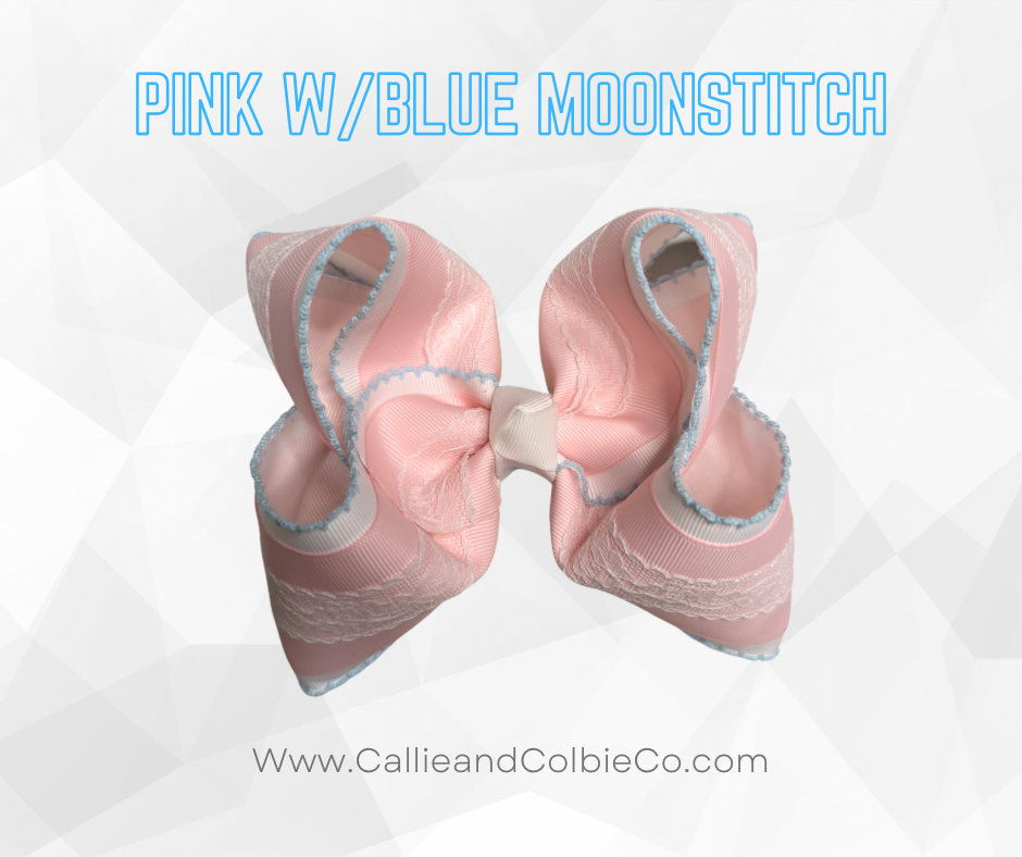 Pink w/Blue moonstitch