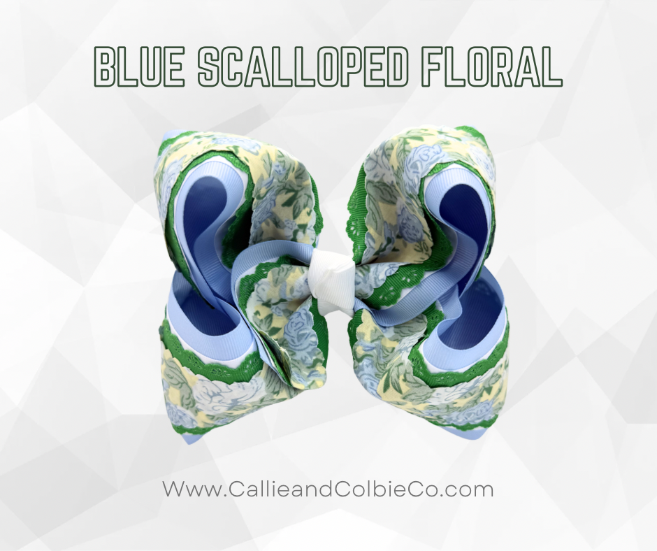 Blue Scalloped Floral